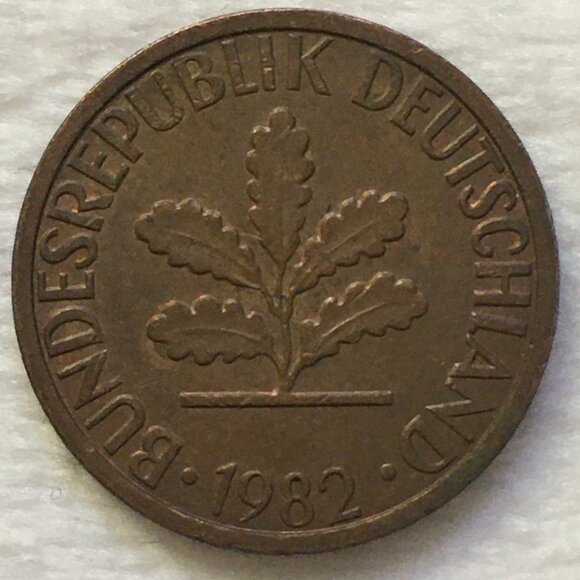 1982D West Germany 1 Pfennig Copper Plated Steel Coin - Picture 4 of 6